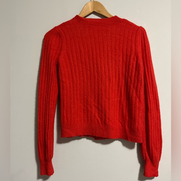 LOFT Heart Button V-Neck dark orange Cardigan - Picture 4 of 7